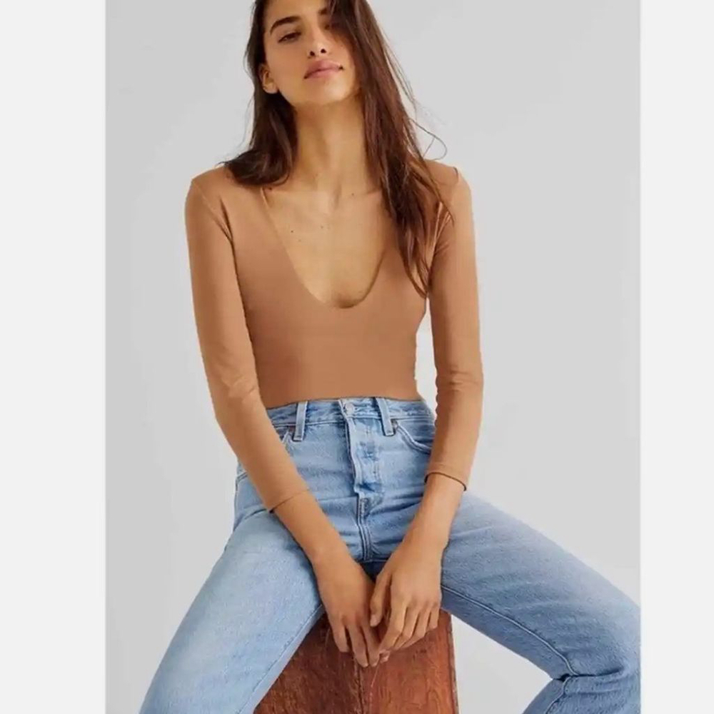 Free People Intimately Bodysuit Brown Cafe Au Lait M